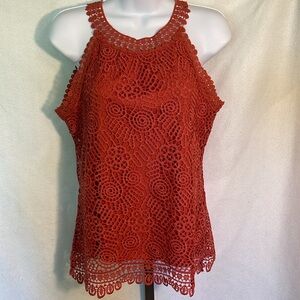 NWT Adiva top burnt orange color size extra small crochet overlay